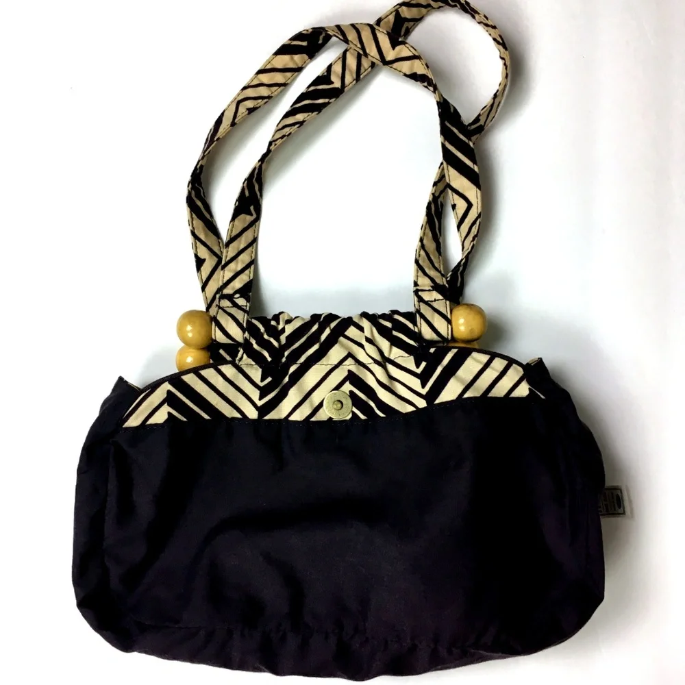 Old Navy Brown/Cream Geometric Fabric Purse